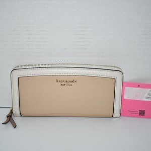 kate spade Knott Colorblock SLIM Leather Continental Wallet in Warm Stone Multi